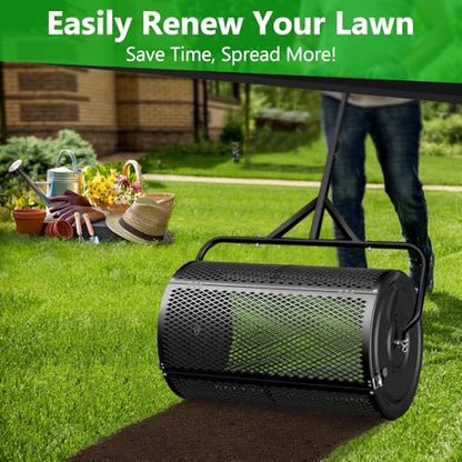 24 Inch Compost Spreader, Metal Mesh Peat Moss Spreader for Lawns - size: 24 Inch