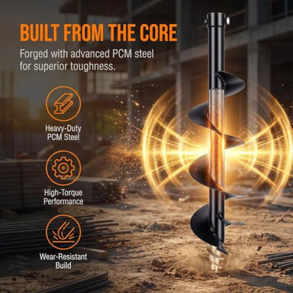 Hydraulic Auger Bit, 8''/200mm Mini Excavator Auger Drill for 0.8 to 2 Tons