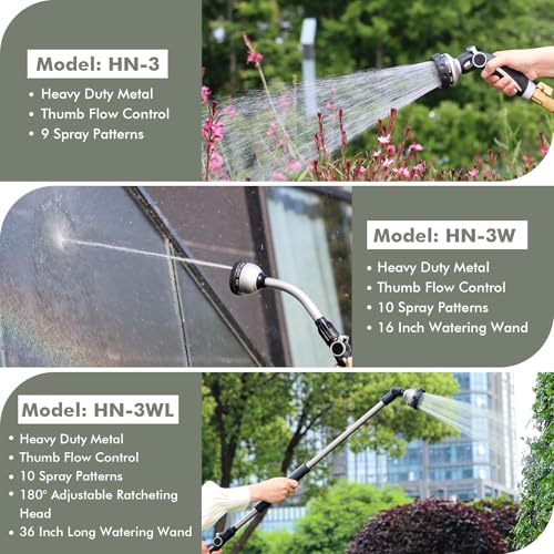 RESTMO Watering Wand Heavy Duty, 15-Inch Long Hose Nozzle Sprayer - color: Silver
