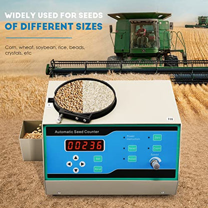 CGOLDENWALL New Automatic Seeds Counter Machine Microcomputer Automatic Counting Instrument for Various Shapes Cereals Seeds Blue (with Clearance Adjustment Knob)
