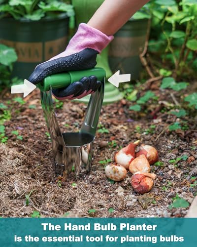 Bulb Planter with Depth Markers, Automatic Soil Release Transplanter - size: 4-inch Bulb Planter Ⅱ