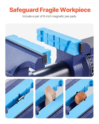 VEVOR Bench Vise 6.5 Inch Jaw Width 360-Degree Swivel Base and Rotate Clamp - size: 6.5inch(Standard)