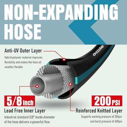 Garden Hose 35 ft x 5/8" with Nozzle, Water Hose Heavy Duty Flexible, Lightweight Kink-less Hybrid Hose with Swivel Handle, Male to Female Fittings (Blue, 35FT) - color: Blue, size: 35ft