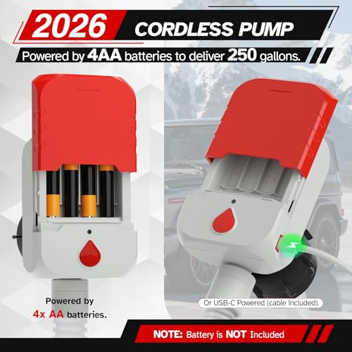 Bonviee Fuel Transfer Pump with Auto-Stop, 3.8 GPM, Battery or USB Powered