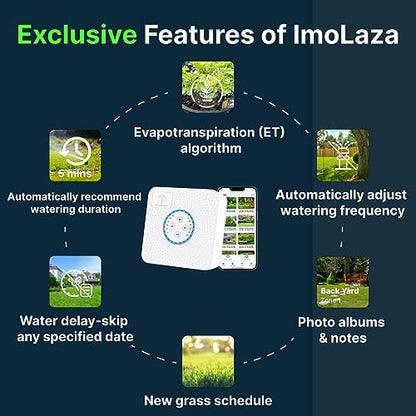 ImoLaza 4 Zone WiFi Smart Sprinkler Controller, ET Master Irrigation Timer - color: White-4 Zone