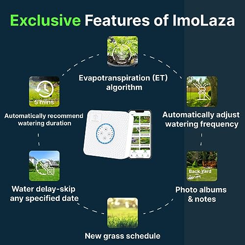 ImoLaza 4 Zone WiFi Smart Sprinkler Controller, ET Master Irrigation Timer - color: White-4 Zone