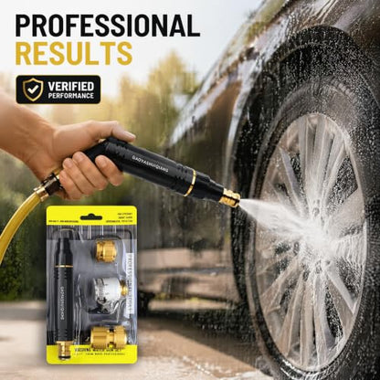 Adjustable High Pressure Water Sprayer Nozzle, Heavy Duty Brass Quick Connect Fittings Booster Hose Spray Head, Multipurpose for Car Washing, Garden Irrigation & Outdoor Surface Deep Cleaning