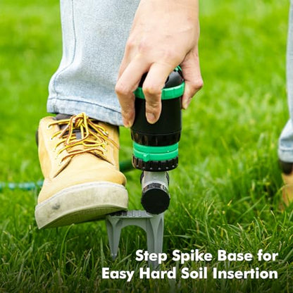 RESTMO Gear Drive Sprinkler with Step Spike Base, Green - color: Green, size: 1 Pack