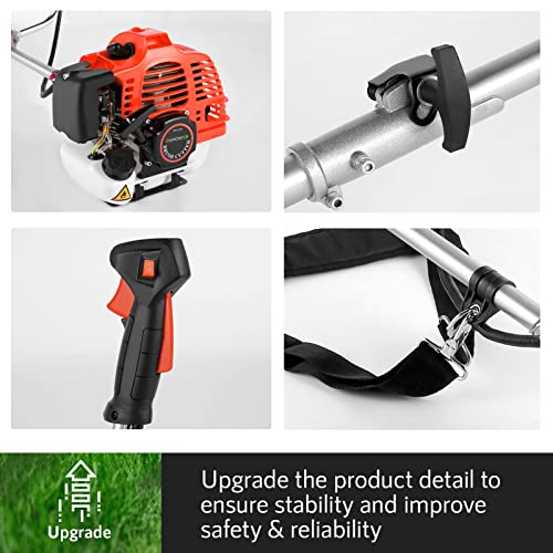 4-in-1 Weed Eater58cc Gas String Trimmer,Brush Cutter Straight Shaft Orange - color: Orange