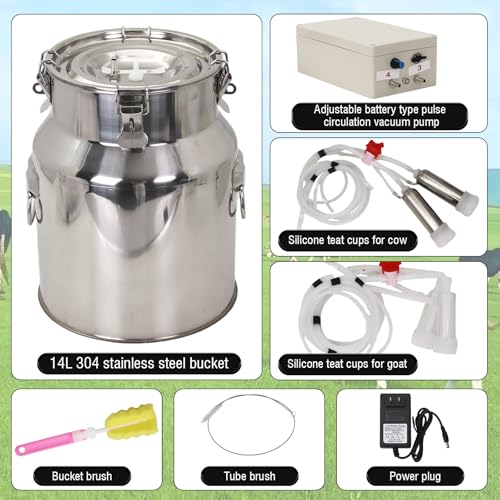 2-in-1 Goats and Cows Milking Machine Upgrade 3.7Gal/14L - size: 14L