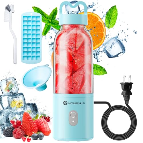 HOMEXUP Portable Personal Blender 17oz, 175W Smoothie Maker,Blue - color: Blue