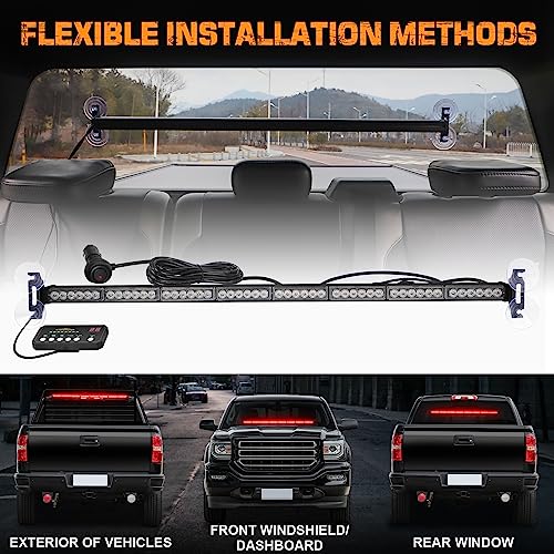 XRIDONSEN 35 inch Red Emergency Light Bar 48 LED Strobe Lights - color: Red