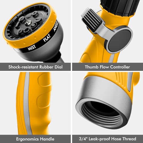 RESTMO Watering Wand Heavy Duty, 15-Inch Long Hose Nozzle Sprayer - color: Yellow