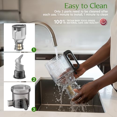 Anybear 350W Cold Press Juicer, Makes Juice & Sorbet & Nut Milk + Recipe