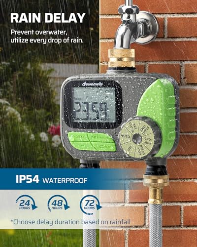 DEWENWILS 2-Zone Outdoor Hose Timer, Rain Delay & Manual Control for Lawn - color: 2 Zone - Gray&green