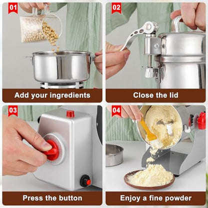 Electric Grain Mill Grinder 800g Stainless Steel Flour Mill for Home