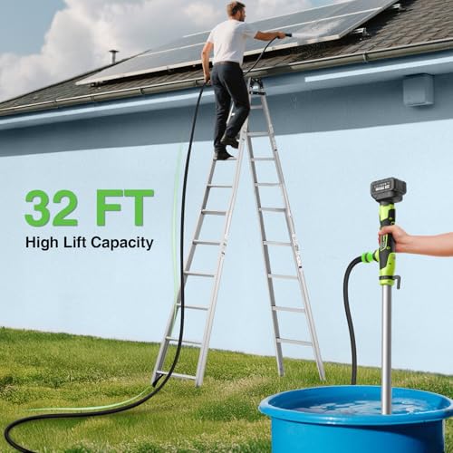 Taskstar Cordless Stick Water Transfer Pump, 2×4.0Ah Rechargeable Batteries - color: Light Green