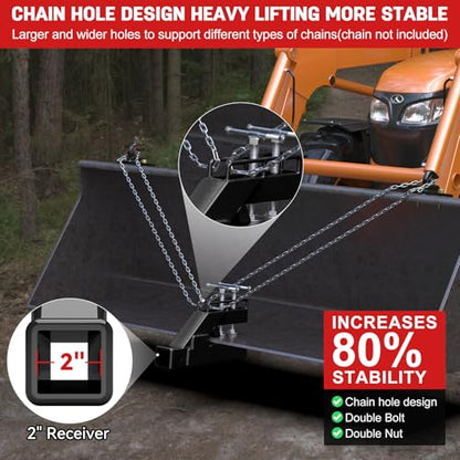 2026 Upgraded Clamp on Trailer Hitch for Tractor Bucket - color: Black
