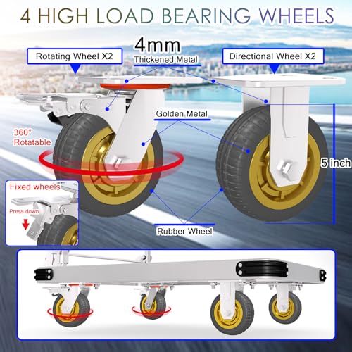 2000 lbs Heavy Duty Platform Truck, Steel Flatbed Cart with Brake Wheels - color: 2000lbs