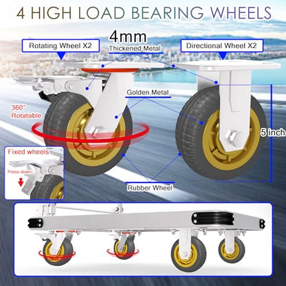 2000 lbs Heavy Duty Platform Truck, Steel Flatbed Cart with Brake Wheels - color: 2000lbs