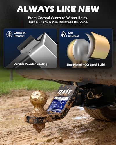 OMT Trailer Hitch Ball Mount, 2" Receiver, 2" Drop, 8000 lb Capacity - size: 2" Ball, style: 2" Drop & 3/4" Rise
