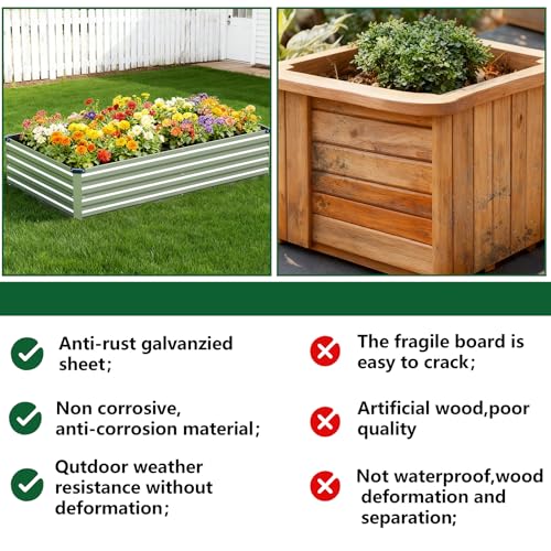 Vengarus 2PCS 8x2x1ft Galvanized Raised Garden Beds Kit,Planter Box Silver - color: Silver, size: 8x2x1FT(2PCS)