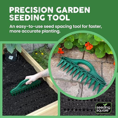 Seed Spacer Tool and Row Seeder Bundle for Raised Beds and Garden Planting. | Color-Coded Layout | Straight Lines | Even Placement | Quick Soil Imprints | Reusable | Beginner Friendly