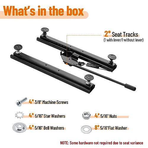 Universal Seat Slider Kit for Go Kart Bucket Seats - color: Black