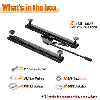 Universal Seat Slider Kit for Go Kart Bucket Seats - color: Black