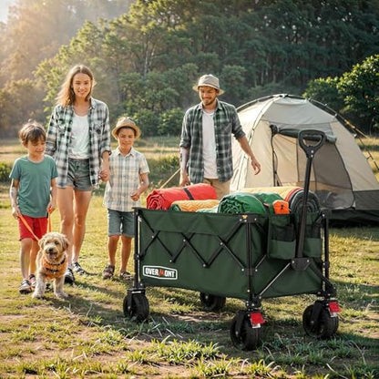 Overmont Ultra-Compact Collapsible Wagon Cart - 200L Utility with Big Wheel - color: Green, size: 360LBS