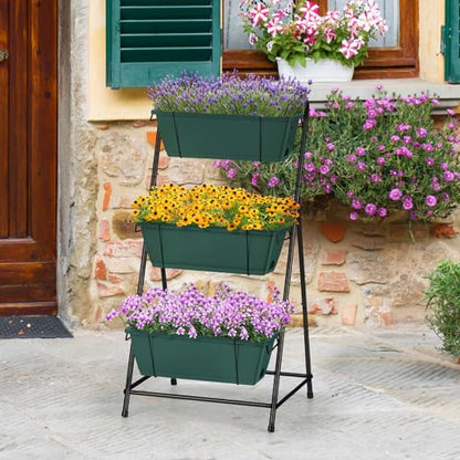 Vertical Raised Garden Bed 3 Tier Garden Planter Standing Planter Box Herb Garden Planter Outdoor and Indoor for Vegetables Flowers Green - color: Green