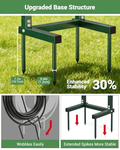 Garden Hose Holder, Freestanding Water Hose Reel Stand, Holds 160 FT, Green - color: Green