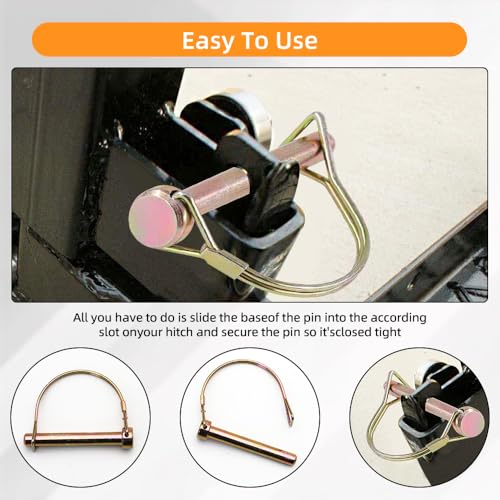 15Pcs PTO D-Shape Pin Set, 1-3/4” x 3/8”Heavy Duty Trailer Coupler Pin, Zinc Plated Carbon Steel Safety Locking Pin for Trailer, Truck, Tractor, and Towing Hitches - size: 3/8” x 1-3/4”