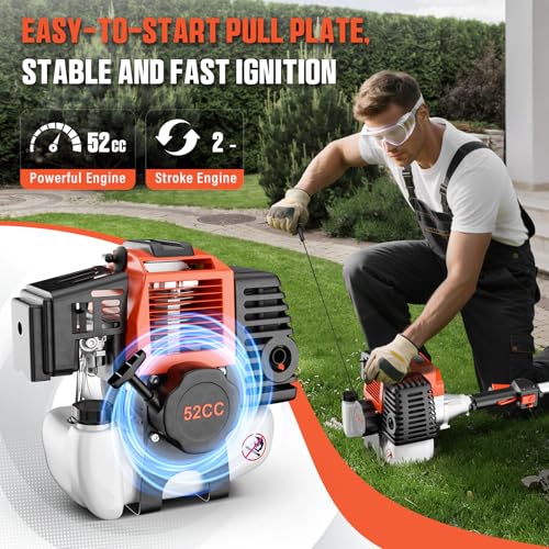 52cc 6-in-1 Gas Weed Wacker/String Trimmer w/Hedge Trimmer & Pole Saw