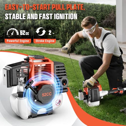 52cc 6-in-1 Gas Weed Wacker/String Trimmer w/Hedge Trimmer & Pole Saw