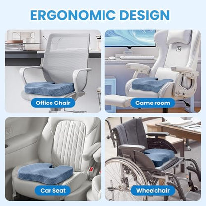TushGuard Memory Foam Office Chair Seat Cushion - Light Blue, Large - color: Light Blue, size: Large