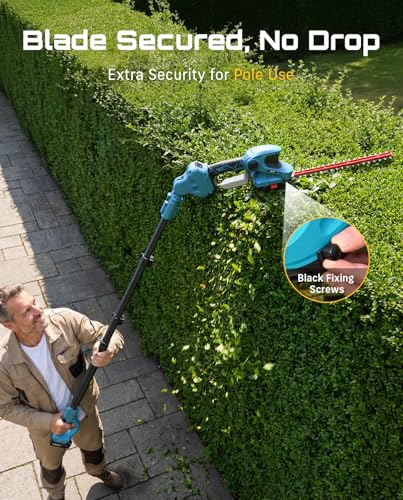 Seesii 20V Cordless Pole Hedge Trimmer & Grass Shears 4-in-1, 9-Ft Reach - color: Dark Blue