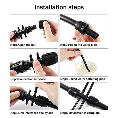 20 Pcs Barbed 6-Way 1/2 Inch to 1/4 Inch Irrigation Tube Fittings | for (1/2'' ID x 0.60''-0.63'' OD) 16mm Drip Tubing,Anti-Drop Barbed Tee Connectors - size: 1/2 inch to 1/4 inch Barbed six-way