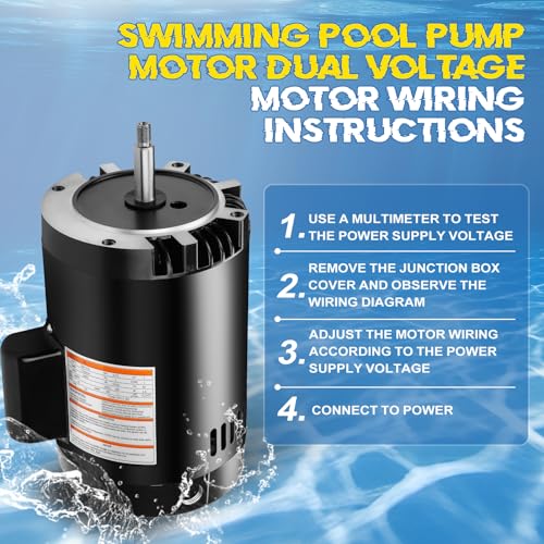 B128 Pool Pump Motor 1HP M56J Frame Fit for Century A.O. Smith Single Speed - size: 1 HP B128 M56J Frame