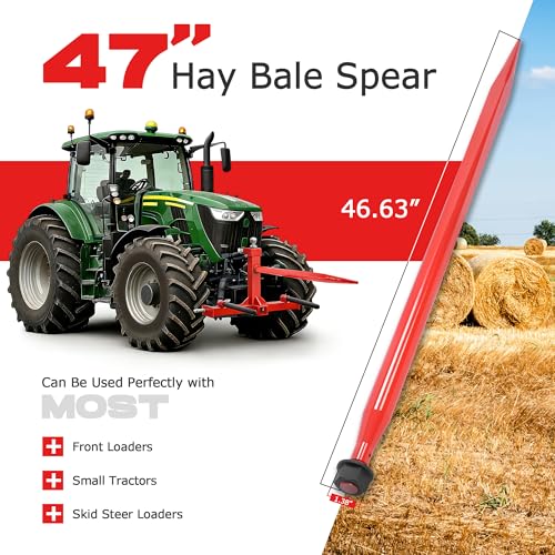 ALMULOO 47" Hay Spear, Bale Spears for Tractors, Loaders, Skid Steers Quick