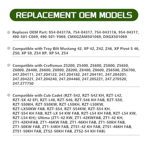 954-04317A 754-04317 Mower Belt Deck Belts Compatible with Craftsman Cub Cadet MTD Troy Bilt 954-04317 754-04317A Lawn Mowers Parts Length 67'' - size: 67"L x 0.49"W