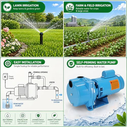GT20 Self-Priming Centrifugal Pump, 2 HP Motor / 230 Volt