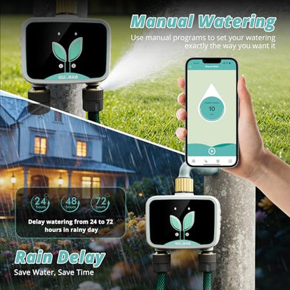QUOBAS WiFi Water Timer for Garden Hose, 2 Zone Brass Smart Sprinkler Timer - size: Smart Timer 2 zone