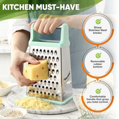 Spring Chef Stainless Steel XL Cheese Grater for Kitchen, Mint - color: Mint