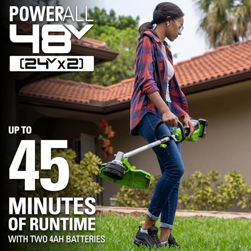 Greenworks 48V (24V x 2) 16" Cordless String Trimmer, (2) 4.0 Ah Batteries - style: 16" (2 x 4Ah)