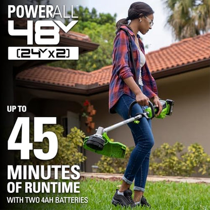 Greenworks 48V (24V x 2) 16" Cordless String Trimmer, (2) 4.0 Ah Batteries - style: 16" (2 x 4Ah)
