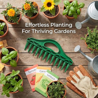 Handheld Seed Spreader Tool – Precision Row Seeder for Vegetables, Flowers & Herbs – Durable & Ergonomic Plastic Planter for Even Spacing