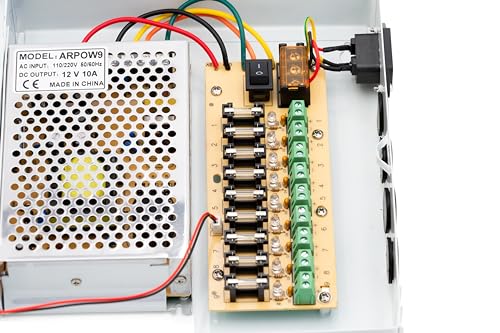 9 Channel/Port 10 AMPS, 12V DC Power Supply Box, Individually Fused for CCTV, LED, and All 12v DC Devices. Includes Screw Drivers & Extra fuses (9CH 10 AMP) - size: 9CH 10 AMP