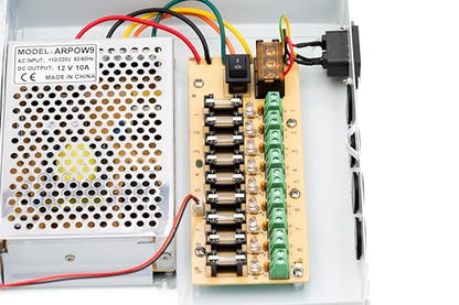 9 Channel/Port 10 AMPS, 12V DC Power Supply Box, Individually Fused for CCTV, LED, and All 12v DC Devices. Includes Screw Drivers & Extra fuses (9CH 10 AMP) - size: 9CH 10 AMP