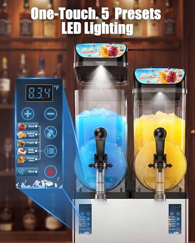 GSEICE 9.5 Gal Commercial Slushie Machine, 18L Dual Tank - color: Black-Handle, size: 9.5Gal-2Tank